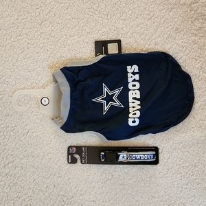 NWT NFL Cowboys dog shirt and collar, Medium